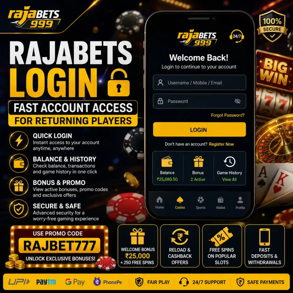 Rajabets Login Fast Account Access For Returning Players